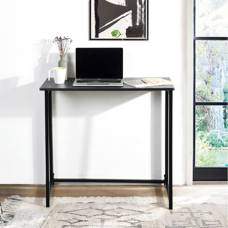 ASCOLI BLACK - Practical black and wood folding desk