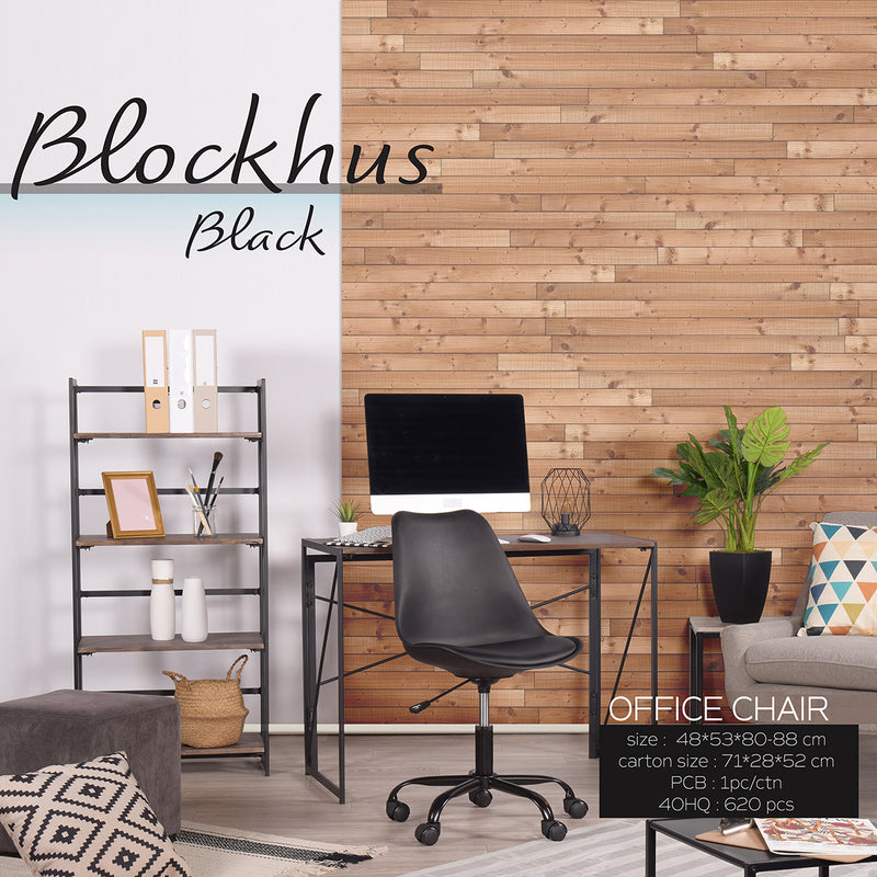 BLOKHUS BLACK - Office chair in black minimalist style with wheels
