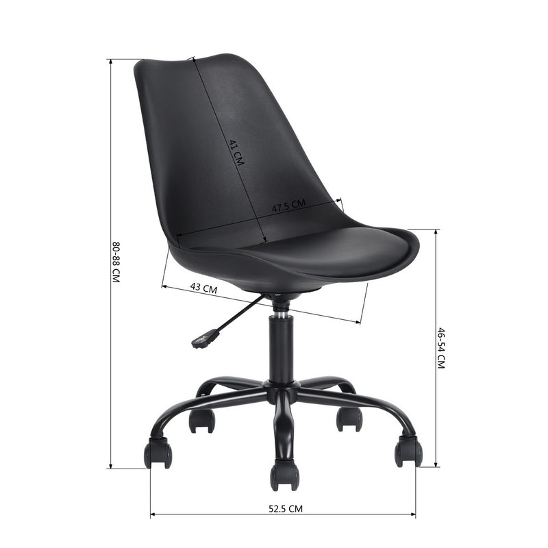 BLOKHUS BLACK - Office chair in black minimalist style with wheels