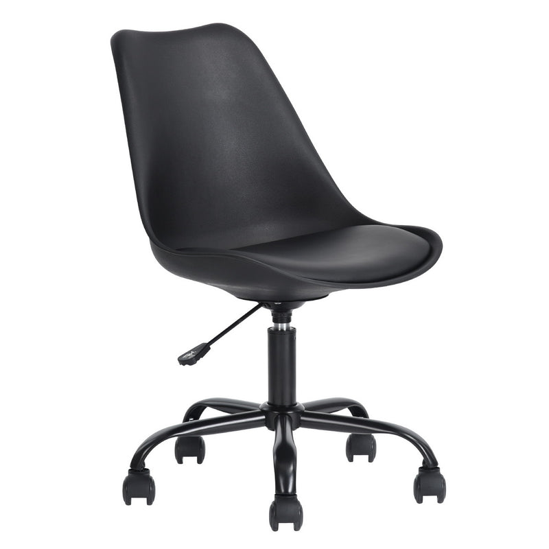 BLOKHUS BLACK - Office chair in black minimalist style with wheels