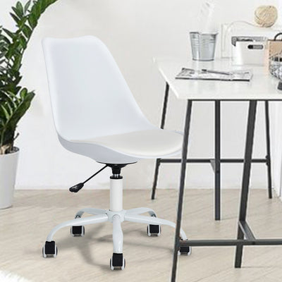 BLOKHUS WHITE - White minimalist office chair with wheels