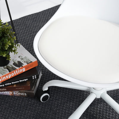 BLOKHUS WHITE - White minimalist office chair with wheels