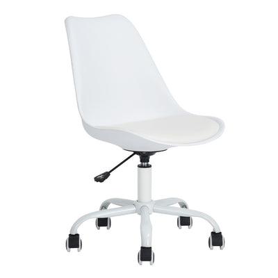 BLOKHUS WHITE - White minimalist office chair with wheels