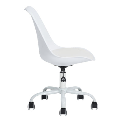 BLOKHUS WHITE - White minimalist office chair with wheels