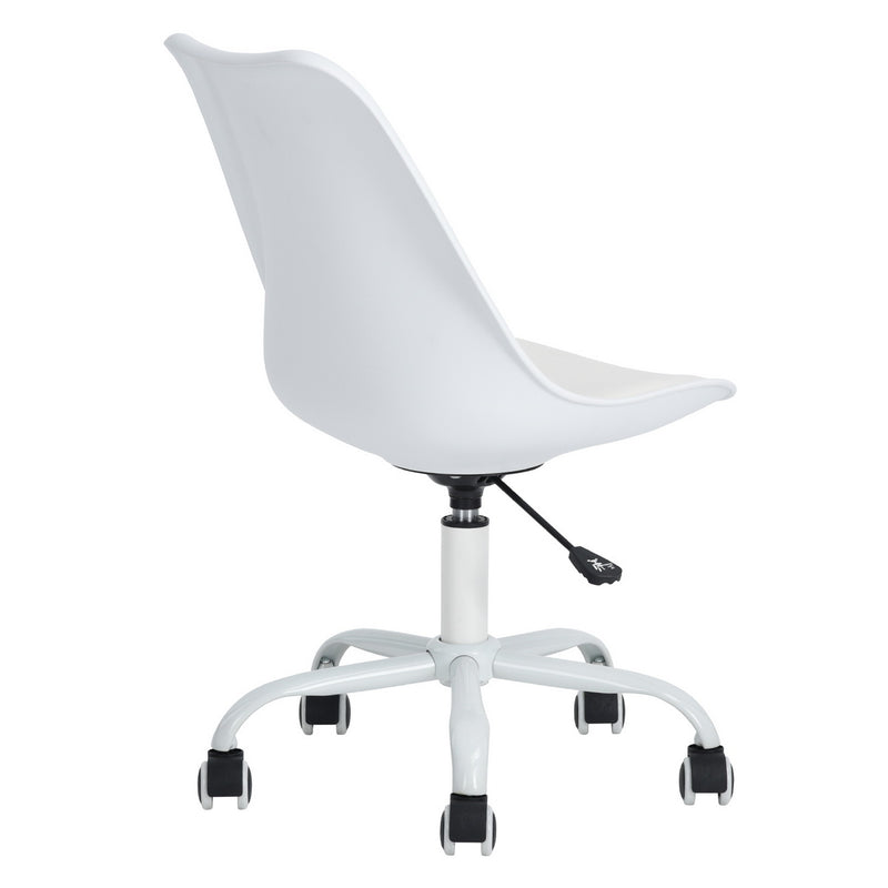 BLOKHUS WHITE - White minimalist office chair with wheels