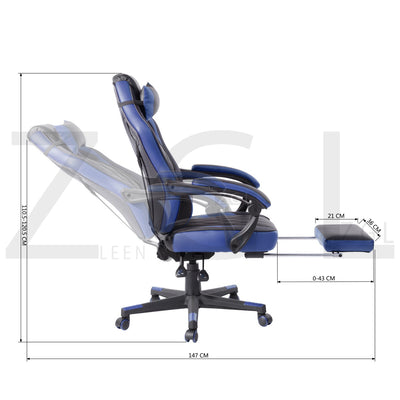 BURGENDY BLUE - black and blue gaming chair