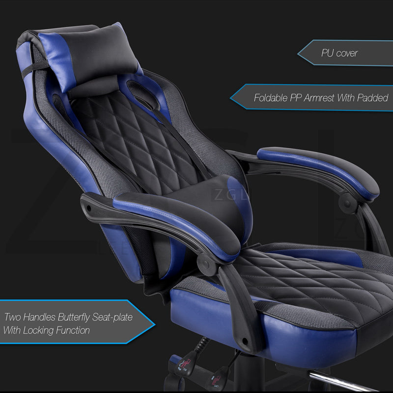 BURGENDY BLUE - black and blue gaming chair