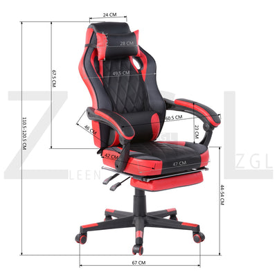 BURGUNDY RED - Black and red gaming chair
