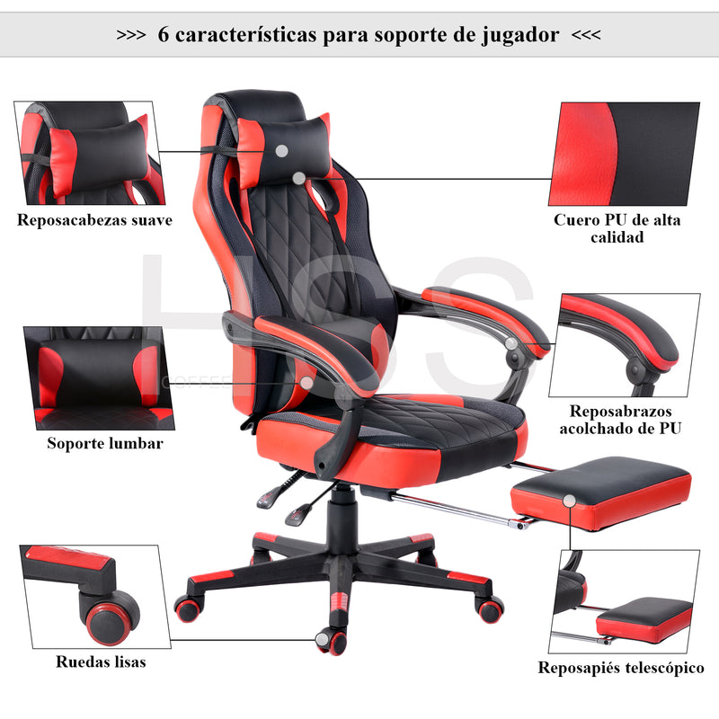 BURGUNDY RED - Black and red gaming chair