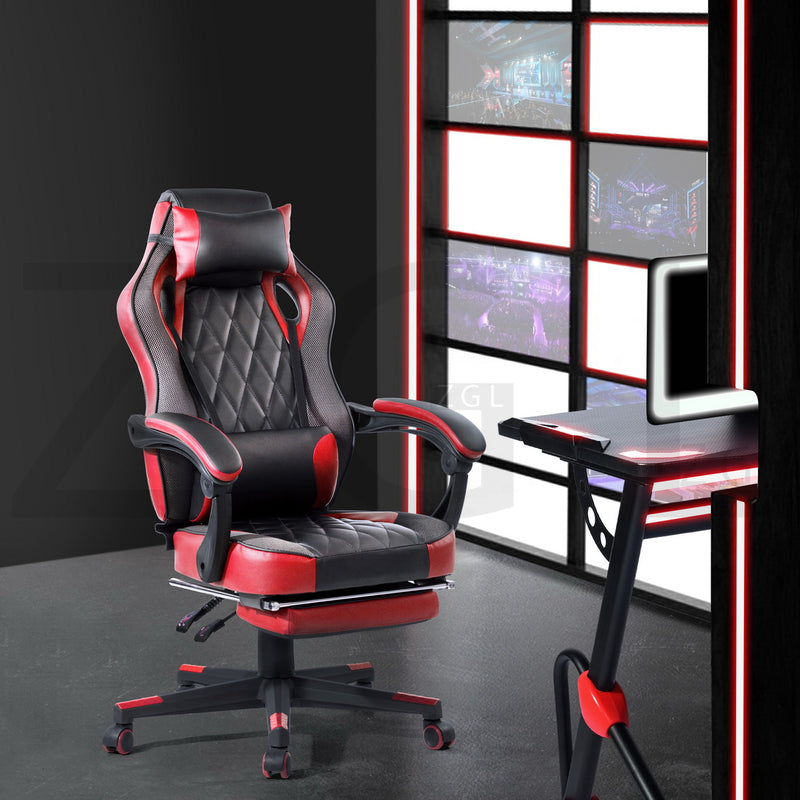 BURGUNDY RED - Black and red gaming chair
