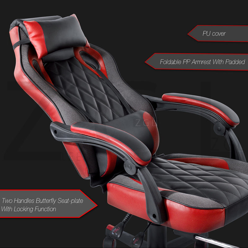 BURGUNDY RED - Black and red gaming chair