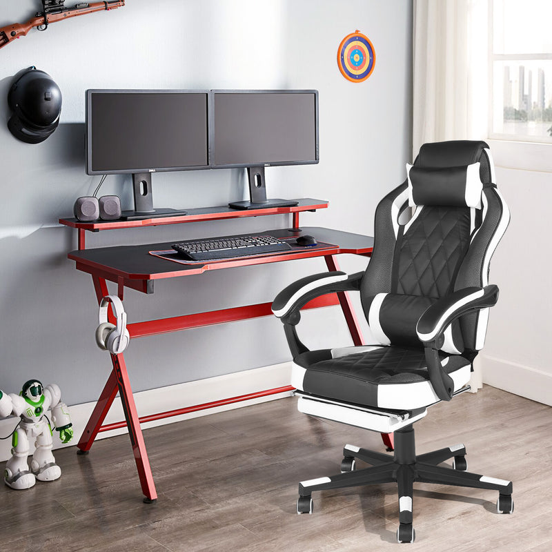 BURGENDY - black and white gaming chair