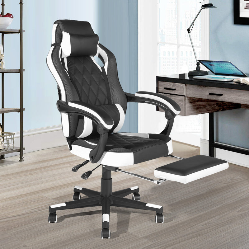 BURGENDY - black and white gaming chair