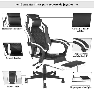 BURGENDY - black and white gaming chair