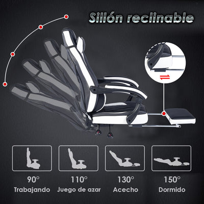 BURGENDY - black and white gaming chair