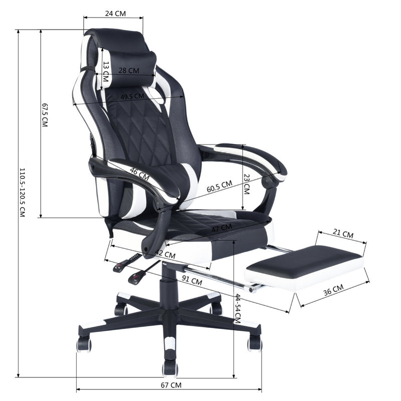 BURGENDY - black and white gaming chair