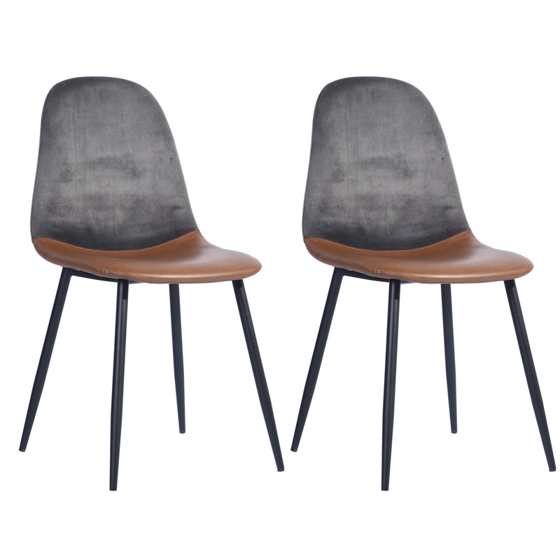 CHARLTON GREY VELVET BROWN PU