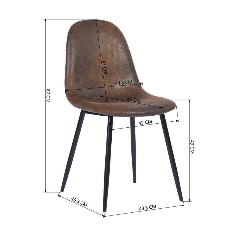 CHARLTON SUEDE BROWN - Scandinavian dining chairs set of 4