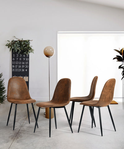 CHARLTON SUEDE BROWN - Scandinavian dining chairs set of 4