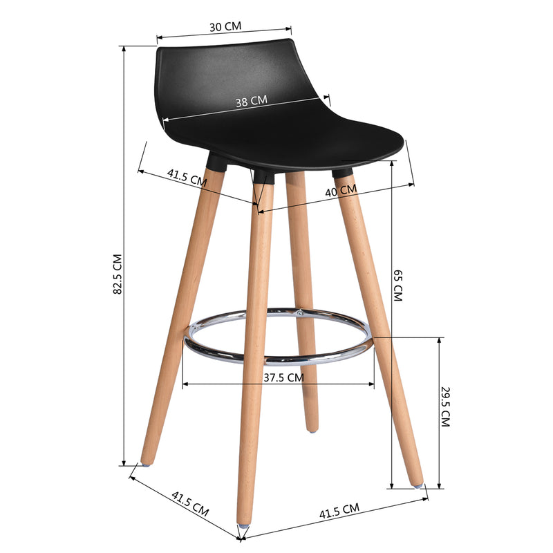 DELIE BK - Set of 2 modern black and design bar stools in Scandinavian style
