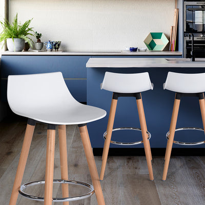 DELIE WH - Set of 2 modern white and design bar stools in Scandinavian style