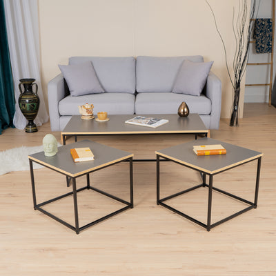 RICKY WOOD 110CM - Set of 3 modern and design nesting coffee tables