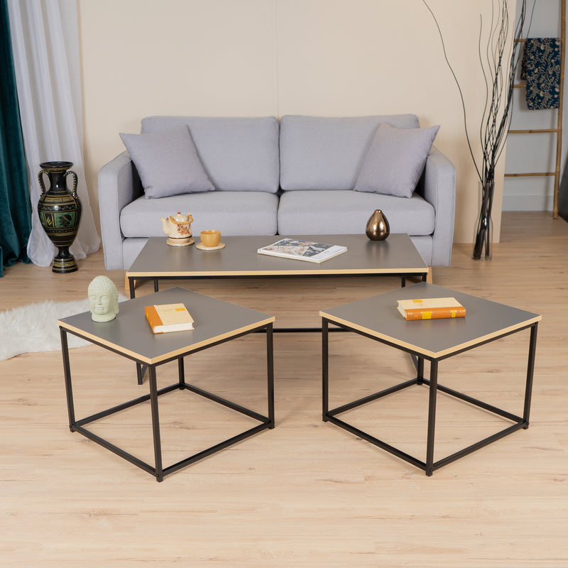 RICKY WOOD 110CM - Set of 3 modern and design nesting coffee tables