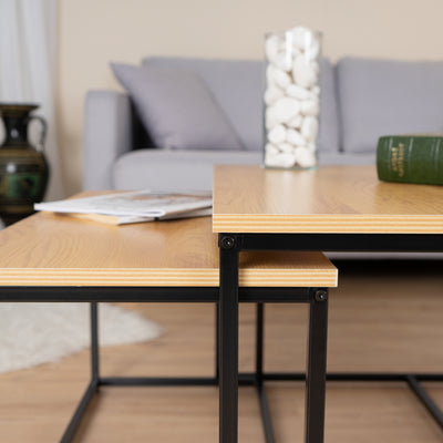 RICKY WOOD 80CM - Set of 3 modern and design nesting coffee tables