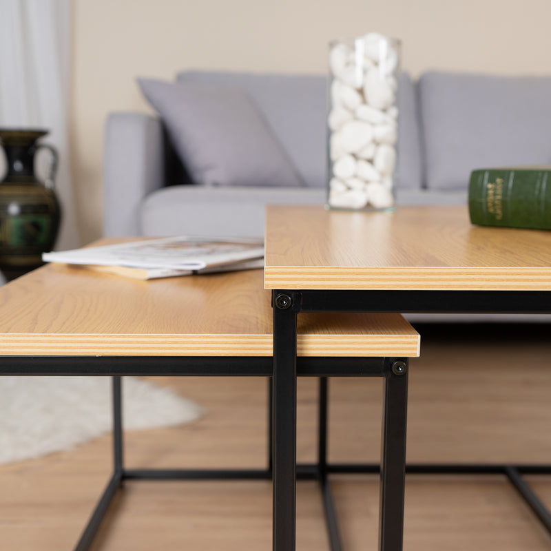 RICKY WOOD 80CM - Set of 3 modern and design nesting coffee tables