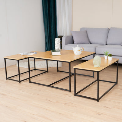 RICKY WOOD 80CM - Set of 3 modern and design nesting coffee tables