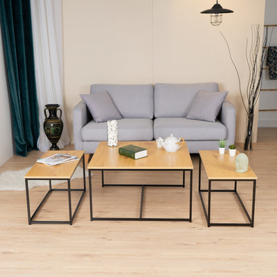 RICKY WOOD 80CM - Set of 3 modern and design nesting coffee tables