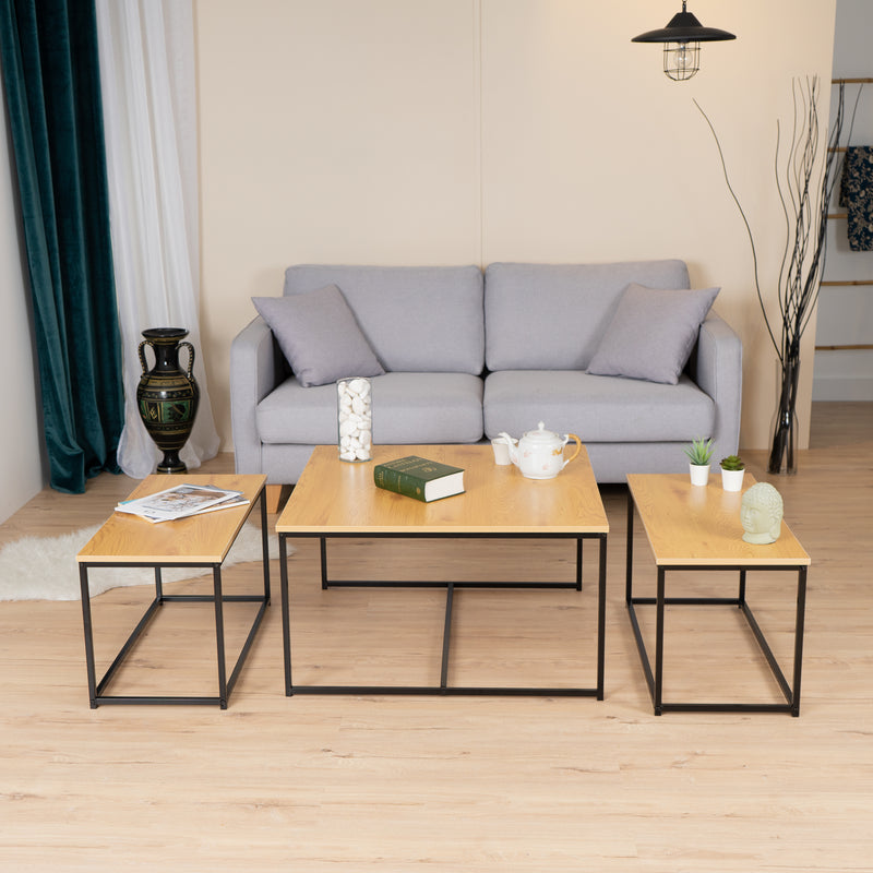 RICKY WOOD 80CM - Set of 3 modern and design nesting coffee tables