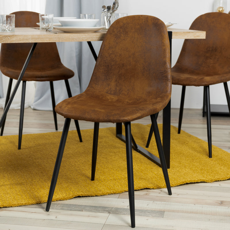 CHARLTON SUEDE BROWN - Scandinavian dining chairs set of 4