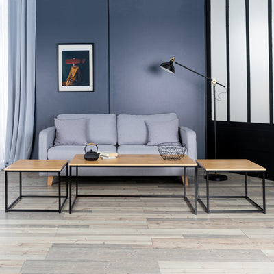 RICKY WOOD 110CM - Set of 3 modern and design nesting coffee tables
