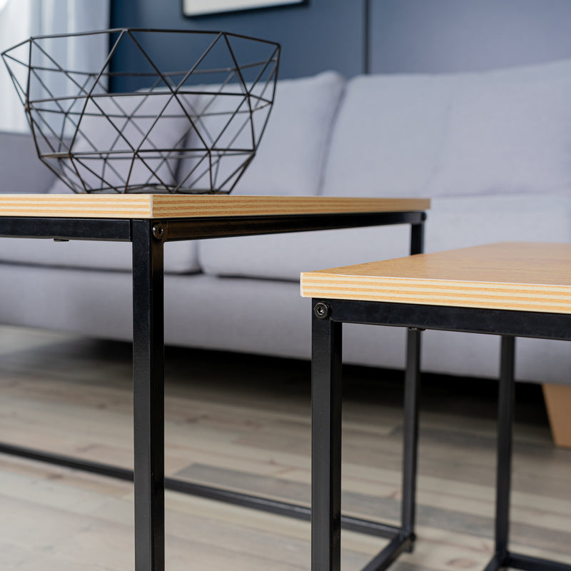 RICKY WOOD 110CM - Set of 3 modern and design nesting coffee tables