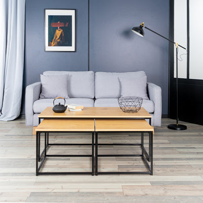 RICKY WOOD 110CM - Set of 3 modern and design nesting coffee tables