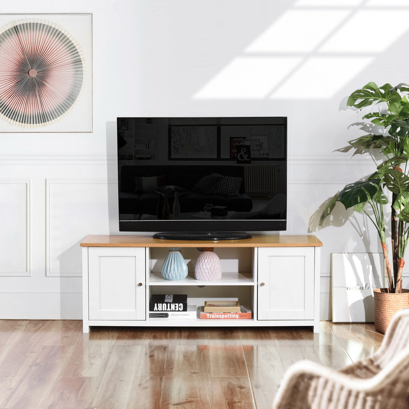 FAVRE TV STAND LONG Designer white TV unit with storage and shelves