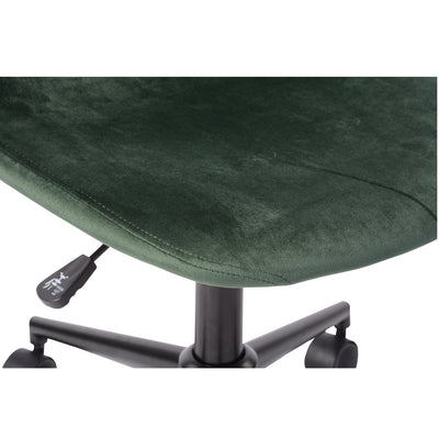 LORANZO DARK GREEN - Office chair with wheels in green velvet