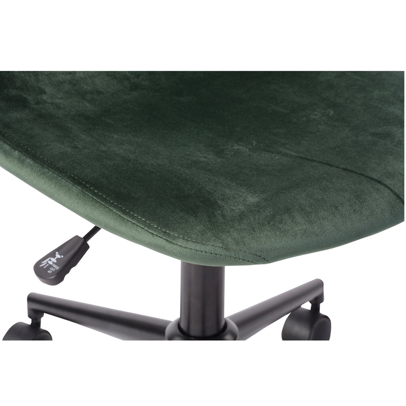 LORANZO DARK GREEN - Office chair with wheels in green velvet