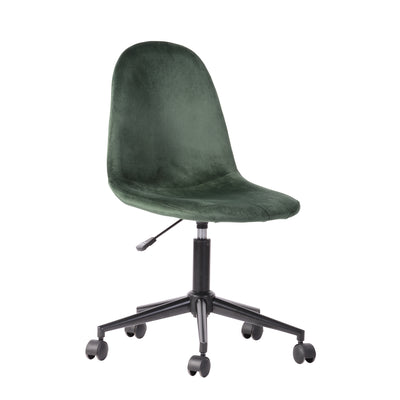 LORANZO DARK GREEN - Office chair with wheels in green velvet