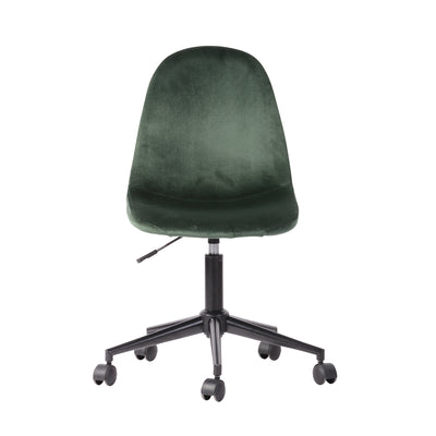 LORANZO DARK GREEN - Office chair with wheels in green velvet