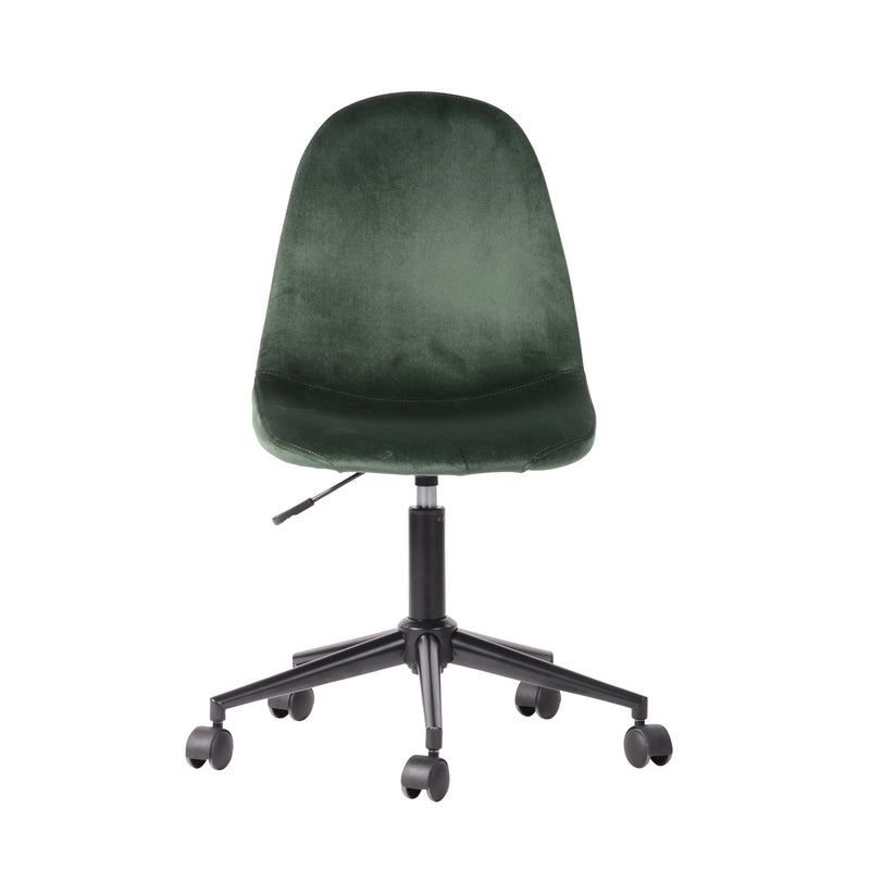 LORANZO DARK GREEN - Office chair with wheels in green velvet