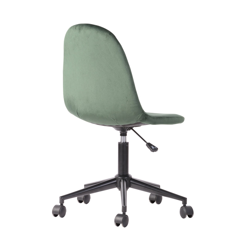 LORANZO DARK GREEN - Office chair with wheels in green velvet