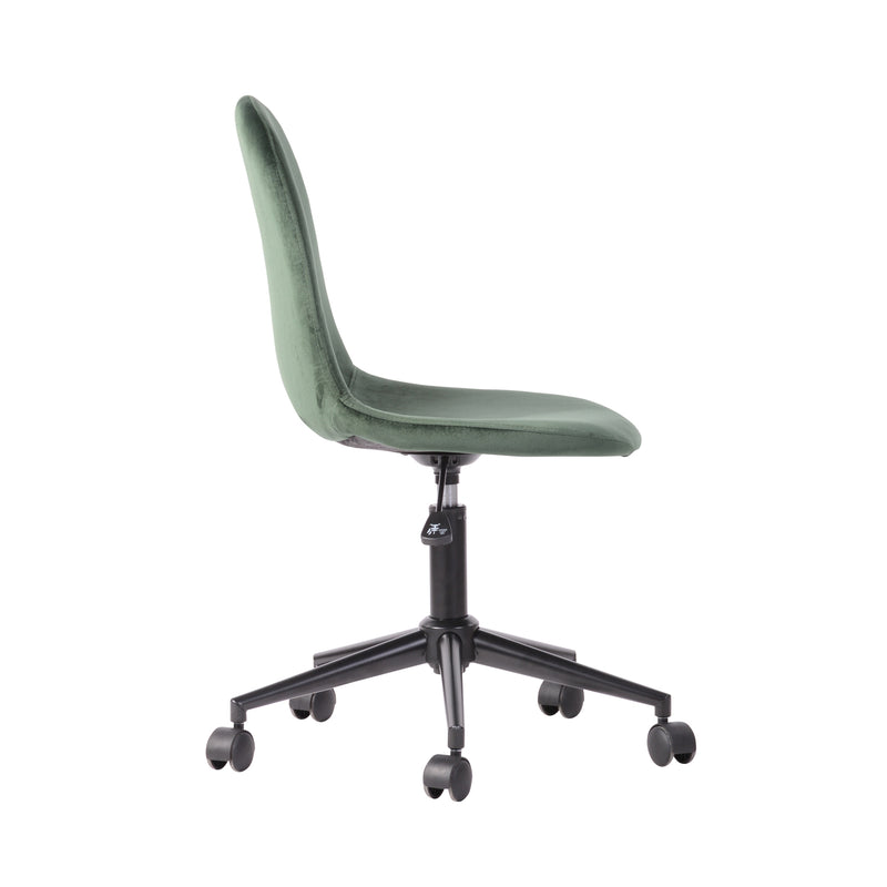 LORANZO DARK GREEN - Office chair with wheels in green velvet