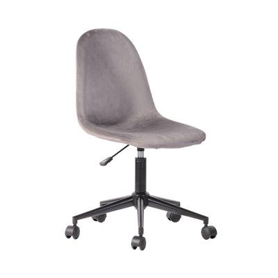 LORANZO VELVET GREY - Office chair with wheels in grey velvet