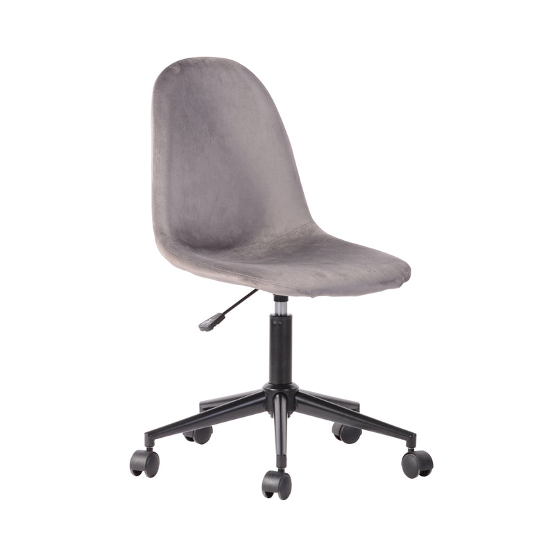 LORANZO VELVET GREY - Office chair with wheels in grey velvet