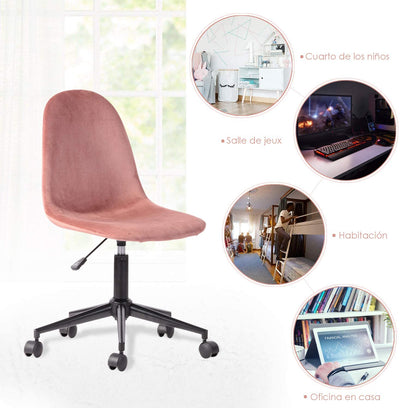 LORANZO VELVET ROSE - Office chair with wheels in rose velvet