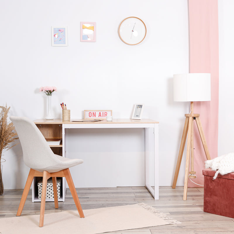 WEEKS - Modern desk with five white shelves and oak wood