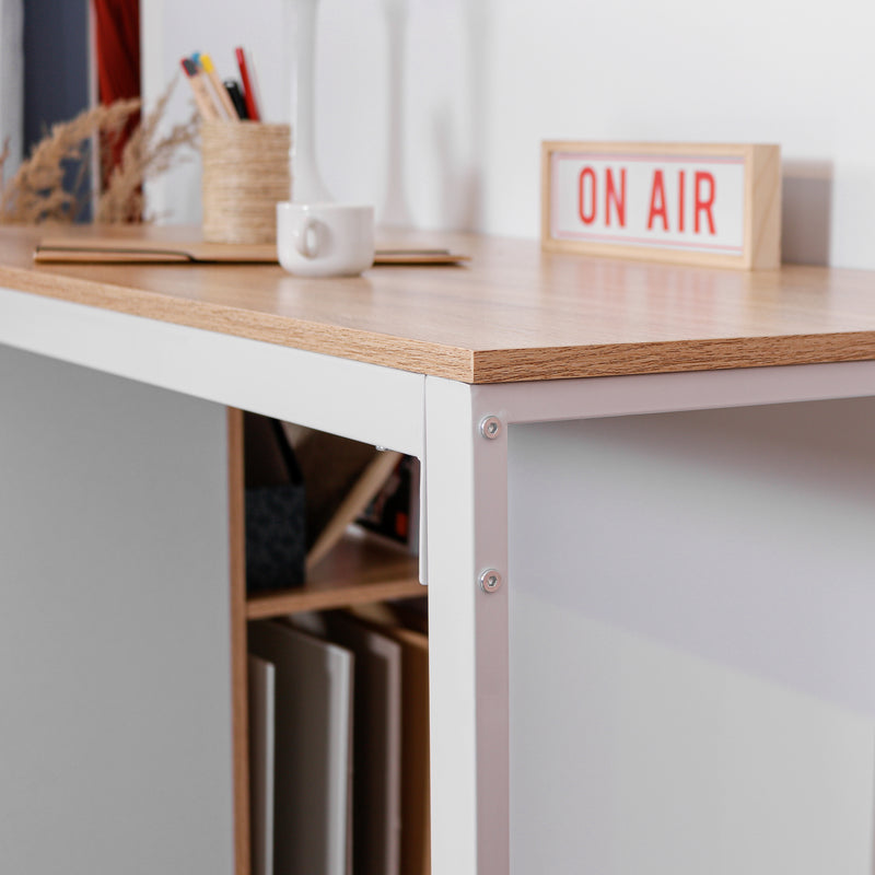 WEEKS - Modern desk with five white shelves and oak wood