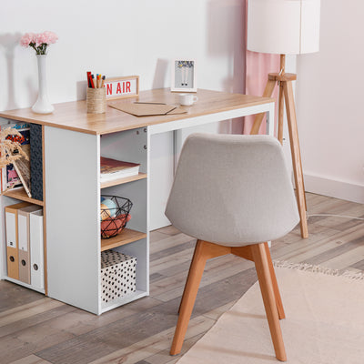 WEEKS - Modern desk with five white shelves and oak wood